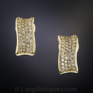 18K Yellow Gold Pavé Diamond Earrings