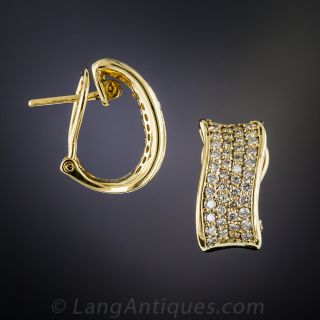 18K Yellow Gold Pavé Diamond Earrings