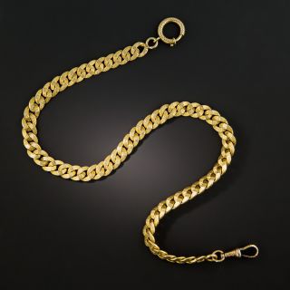 18K Yellow Gold Textured Curb Link Watch Chain