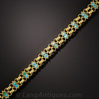 18K Yellow Gold Turquoise Bracelet