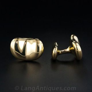 18KY Tiffany 'Elsa Peretti' Bean Cufflinks