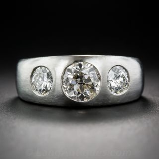 1920's 1.93 Carat Total Weight Three-Stone Diamond Platinum Ring