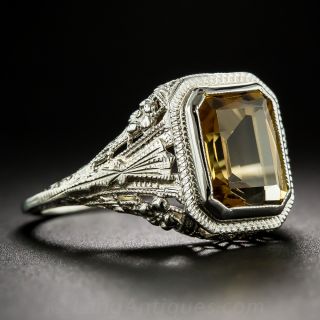 1920s Fashionable Filigree Citrine Ring