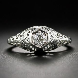 1920s Mine-Cut Diamond Filigree Ring
