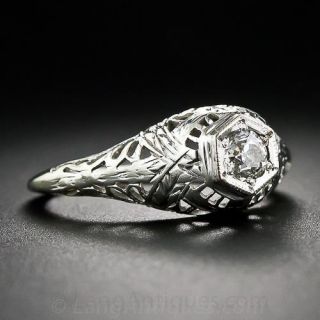 1920s Mine-Cut Diamond Filigree Ring