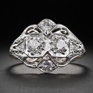 1920s Two-Tone Filigree Diamond Ring