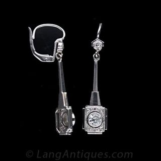 1930's Deco Diamond Drop Earrings