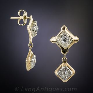 1930's Vintage Diamond Drop Earrings