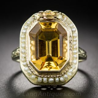 1930s Gold, Citrine and Pearl Ring