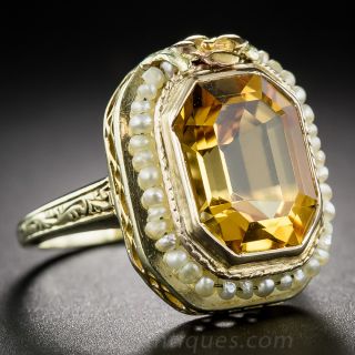 1930s Gold, Citrine and Pearl Ring