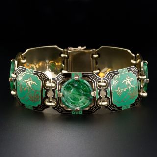 1930s Jade and Enamel Art Deco Bracelet - 3