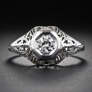 1930s Petite Filigree Diamond Ring