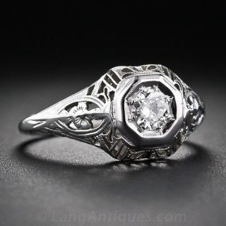 1930s Petite Filigree Diamond Ring