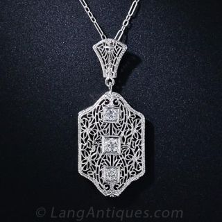 1930s Vintage Filigree Pendant Necklace