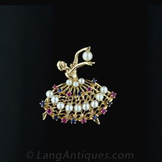 1940 s Ballerina Brooch Main View
