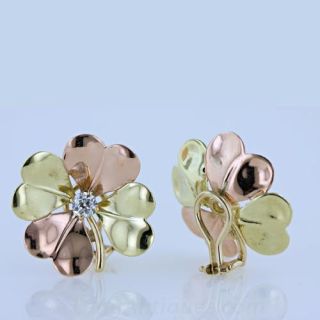 1940s 14k Two-Tone Gold and Diamond Earclips