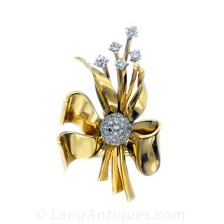 1940S French Diamond Clip Pin Main View