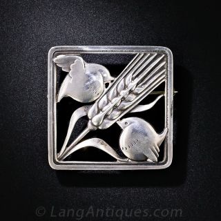 1940s Georg Jensen/Arno Malinowski Wheat Sheaf and Birds Silver Pin