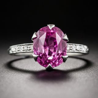 1940's No Heat Pink Sapphire and Diamond Ring