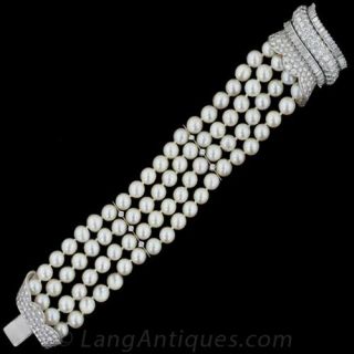 1950's Diamond and Pearl Bracelet