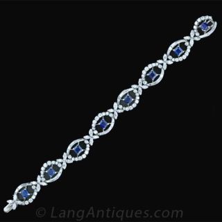 1950's Era Diamond and Sapphire Bracelet