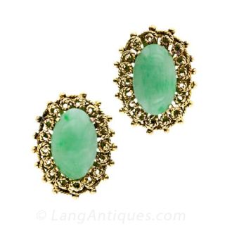 1950's Jade Rope Motif Earrings