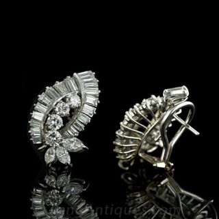 1950's Vintage Leaf Motif Clip Earrings