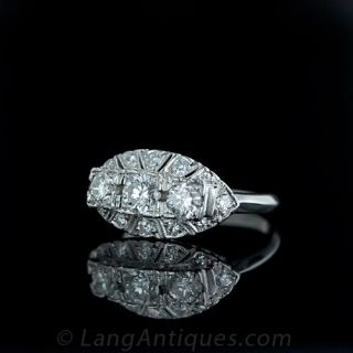 1950s Platinum and Diamond Three-Stone Ring