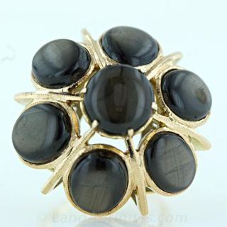 1960 s Black Star Sapphire Ring Main View