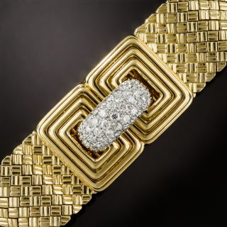 1960's Diamond Woven Mesh Bracelet from Italy - 2