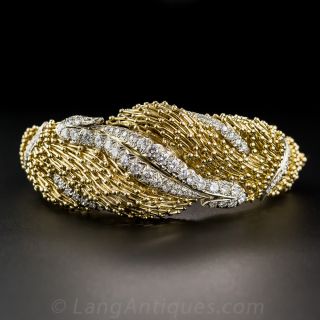 1960s 18K and Diamond Bangle Bracelet