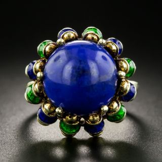 1960s Cabochon Lapis and Enamel Ring