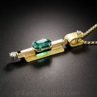 1960s Post-Modern Tourmaline and Diamond Pendant