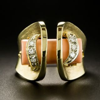 1970s Coral and Diamond Ring - 2