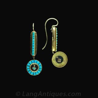 19th Century French Turquoise Drop Earrings
