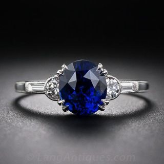2.00 Carat Art Deco Sapphire and Diamond Ring in Platinum