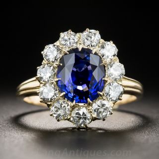 2.00 Carat Ceylon Sapphire and Diamond Vintage Halo Ring - 2