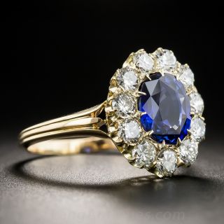 2.00 Carat Ceylon Sapphire and Diamond Vintage Halo Ring