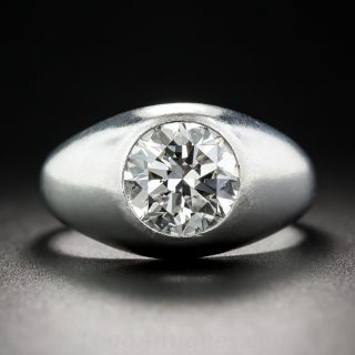 2.00 Carat European-Cut Diamond Platinum Flush-Set Ring 