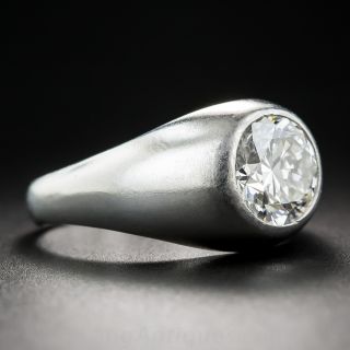 2.00 Carat European-Cut Diamond Platinum Flush-Set Ring 