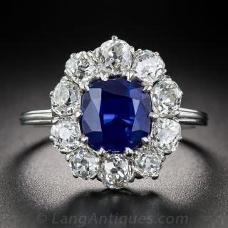 2.00 Carat Natural No-Heat Sapphire, Platinum and Diamond Ring