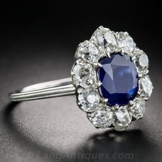 2.00 Carat Natural No-Heat Sapphire, Platinum and Diamond Ring