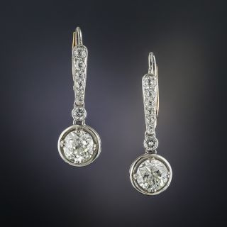 2.00 Carat Platinum Diamond Drop Earrings 