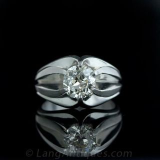 Estate Diamond Platinum Gents Ring
