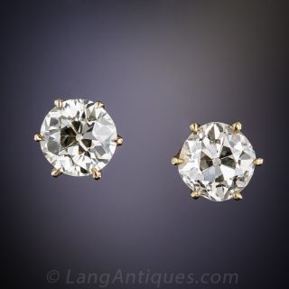 2.00 Total Weight Antique Diamond Earrings