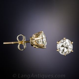 2.00 Total Weight Antique Diamond Earrings