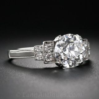2.01 Carat Art Deco Platinum and Diamond Engagement Ring
