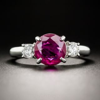 2.01 Carat Burma Ruby, Platinum and Diamond Ring