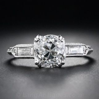 2.01 Carat Cushion-Cut Diamond Art Deco Style Solitaire Engagement Ring