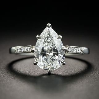 2.01 Pear Shape Diamond Platinum Engagement Ring -  GIA F I1 - 2